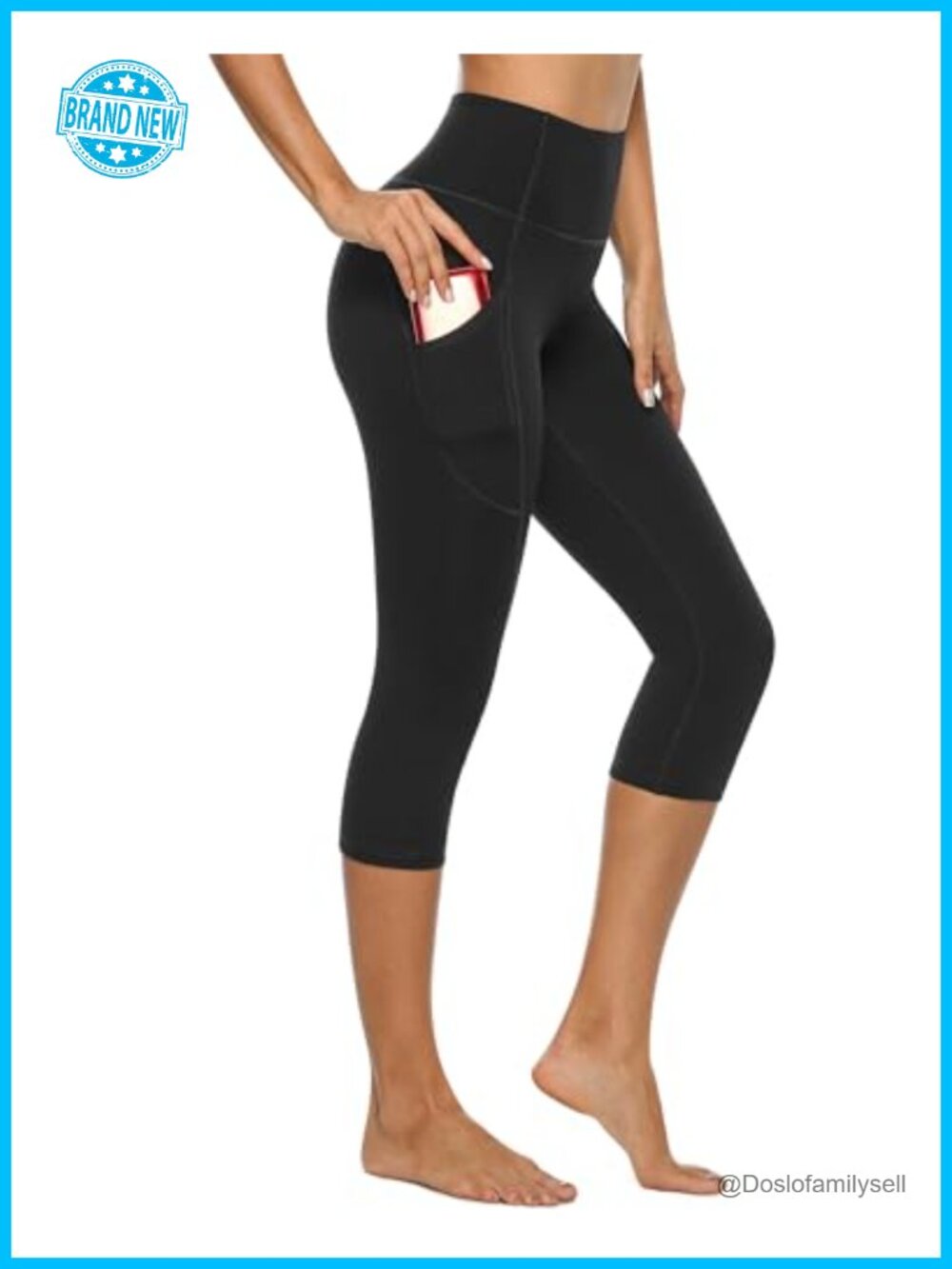 Capri Leggings High Waisted Yoga Pants with Pockets Skinny Fit